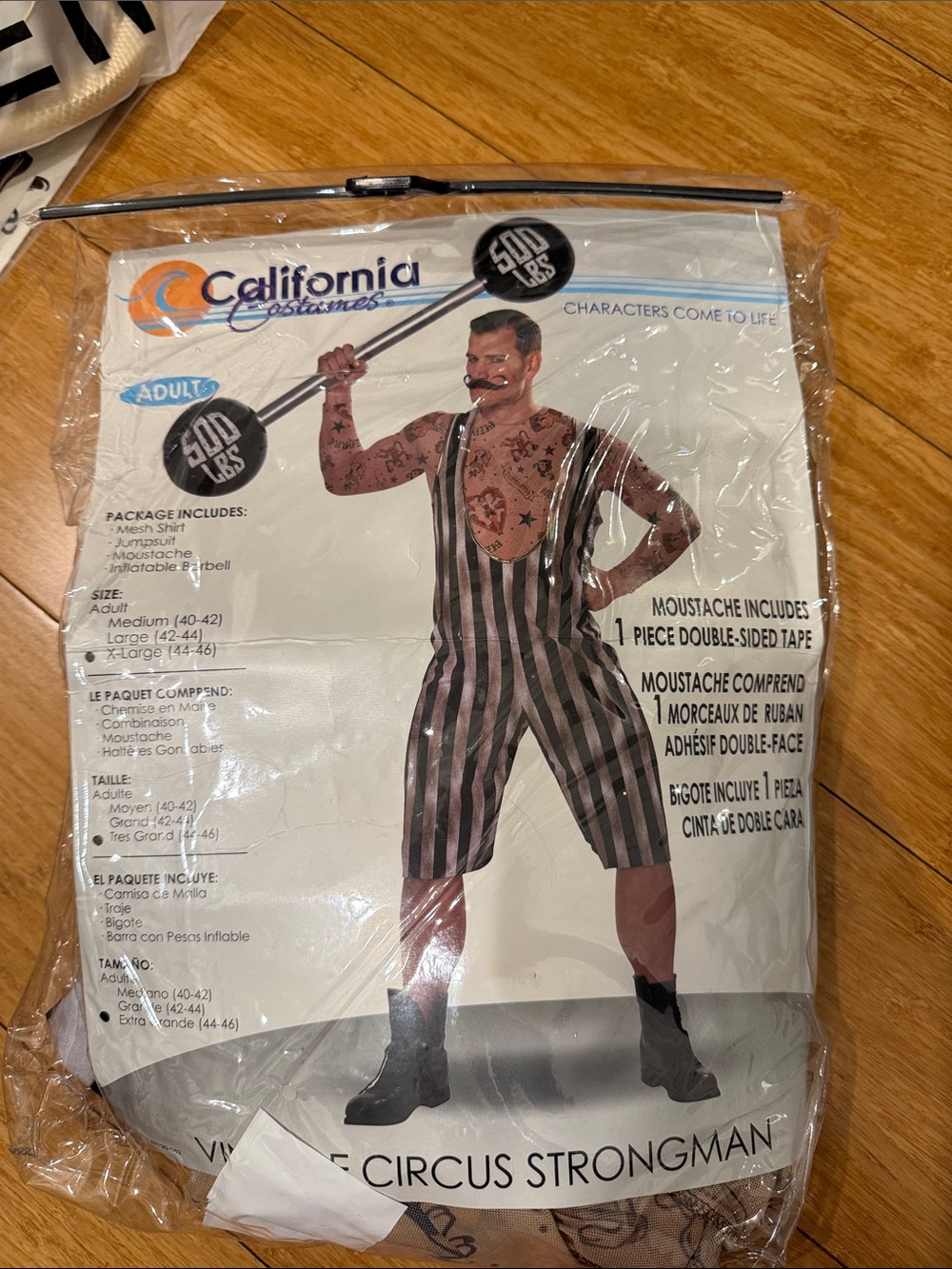 California Costumes Vintage Circus Strongman Costume - Black & Cream Stripes